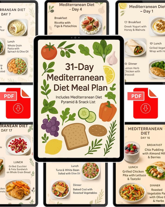 mediterranean diet semaglutide meal plan 31-day Mediterranean Diet Meal Plan With Pyramid Guide – Healthy Breakfast,  Lunch and Dinner Planner for Beginners and Chronic Disease Care