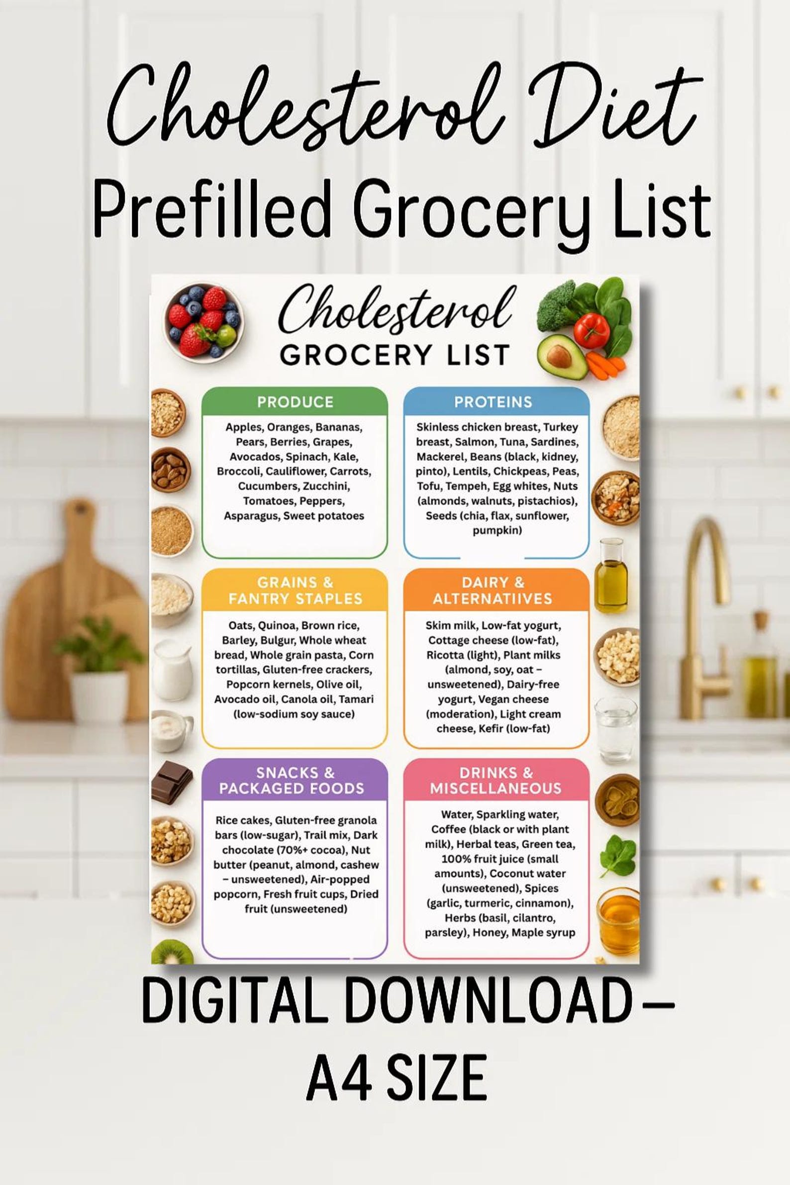 Photo inspiration: Visual Reference: Low Cholesterol Food List Diet Chart Printable Meal Plan Grocery