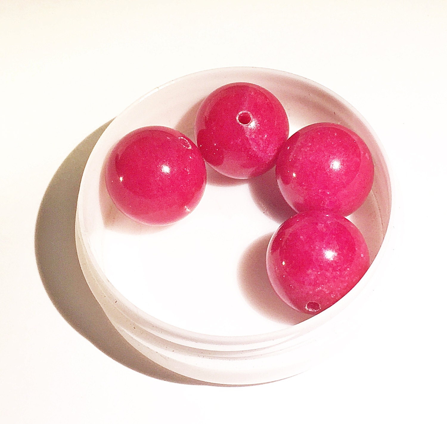Raspberry Jade Round Beads - Etsy