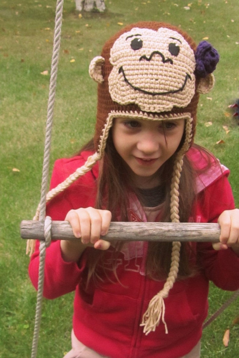 Curious George Monkey Hat Crochet Ear Flap Toddler to Tween | Etsy
