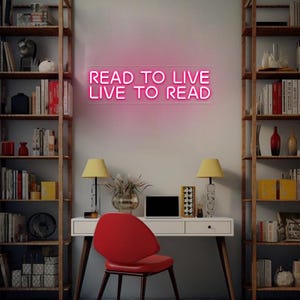 Read To Live,Live To Read Neon Sign,Home Library Wall Décor,Book Lover Gift,Bookworm Gift,Bookshelf Decor Sign,Bookish Sign,Bookworm Decor