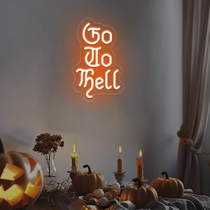 Go To Hell Neon Sign: Gothic LED Wall Light, Witchy Decor