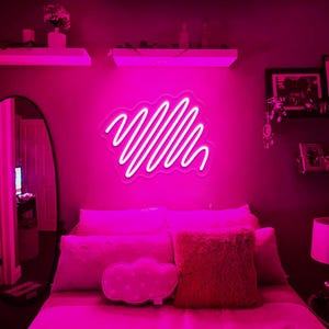 Abstract Wavy Line Neon Sign: Modern Minimalist Wall Art,Random Line Drawing Decor,Modern Room Art