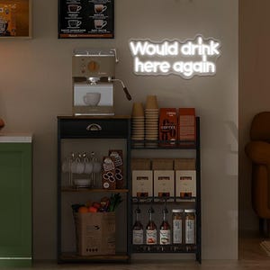 「またここで飲みたい」ネオンサイン、アルコール飲料パーティー装飾、バーカート飲酒引用アート、パブ引用サイン、ドリンクバーライト、バーパーティー装飾