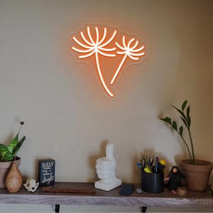 Dandelion Neon Sign,Dandelion Wall Art Decor,Wildflower Botanical Art Sign,Rustic Home Decor,Farmhouse Wall Decor,Flower Garden Decor Art