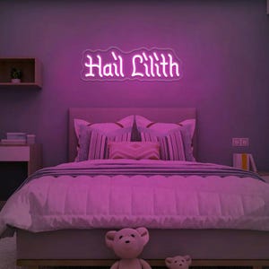 Hail Lilith Neon Sign: Gothic Medieval Dark Art, Witchy Home Decor