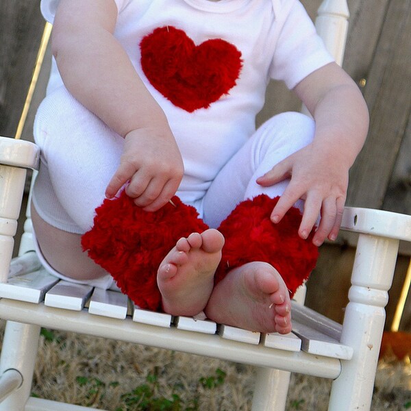 Baby Leg Warmers White with Red Cuffs Fits Newborn Infants Toddlers