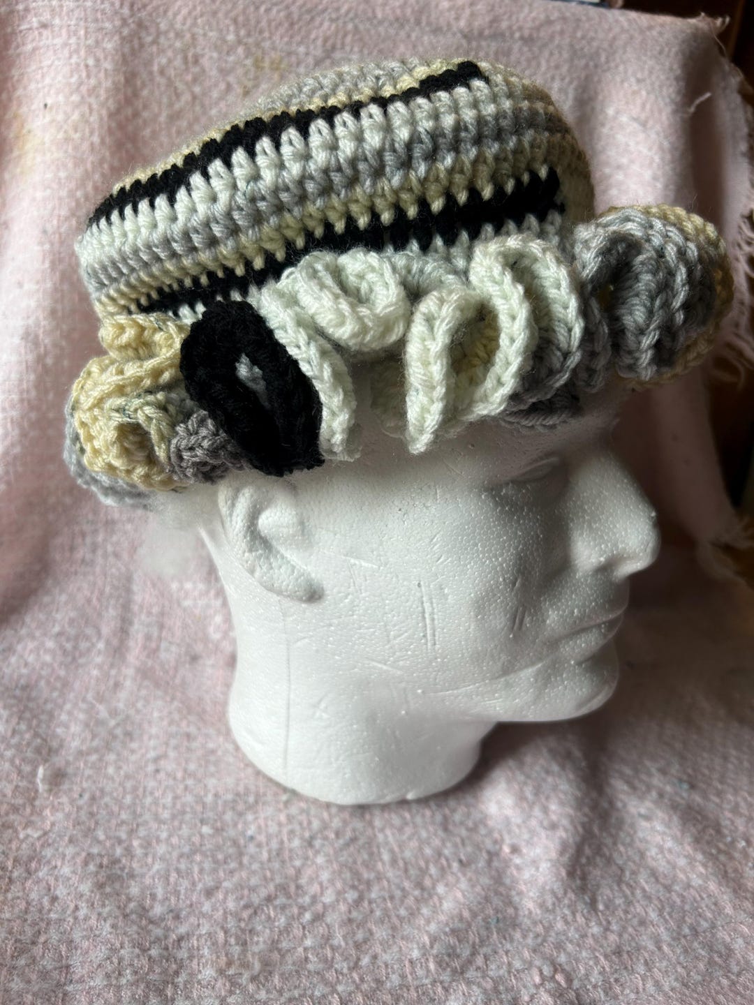Multicolor Cream/beige Crocheted Ruffle Hat - Etsy