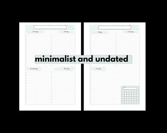 Minimalist Weekly Planner A5 PDF/Printable/Undated Week on One Page