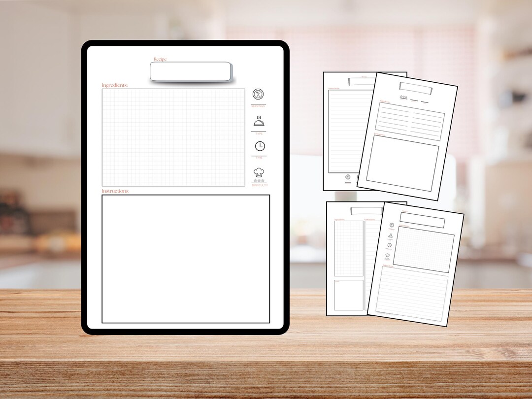 Printable Recipe Cards PDF A4 & US Letter - Etsy