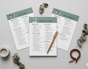 Reinigungsplan PDF | Haushaltsplaner, Putzplan, Tiefenreinigung, Checklisten für jeden Raum, Jahresplanung, Minimalistisch, Sofort-Download