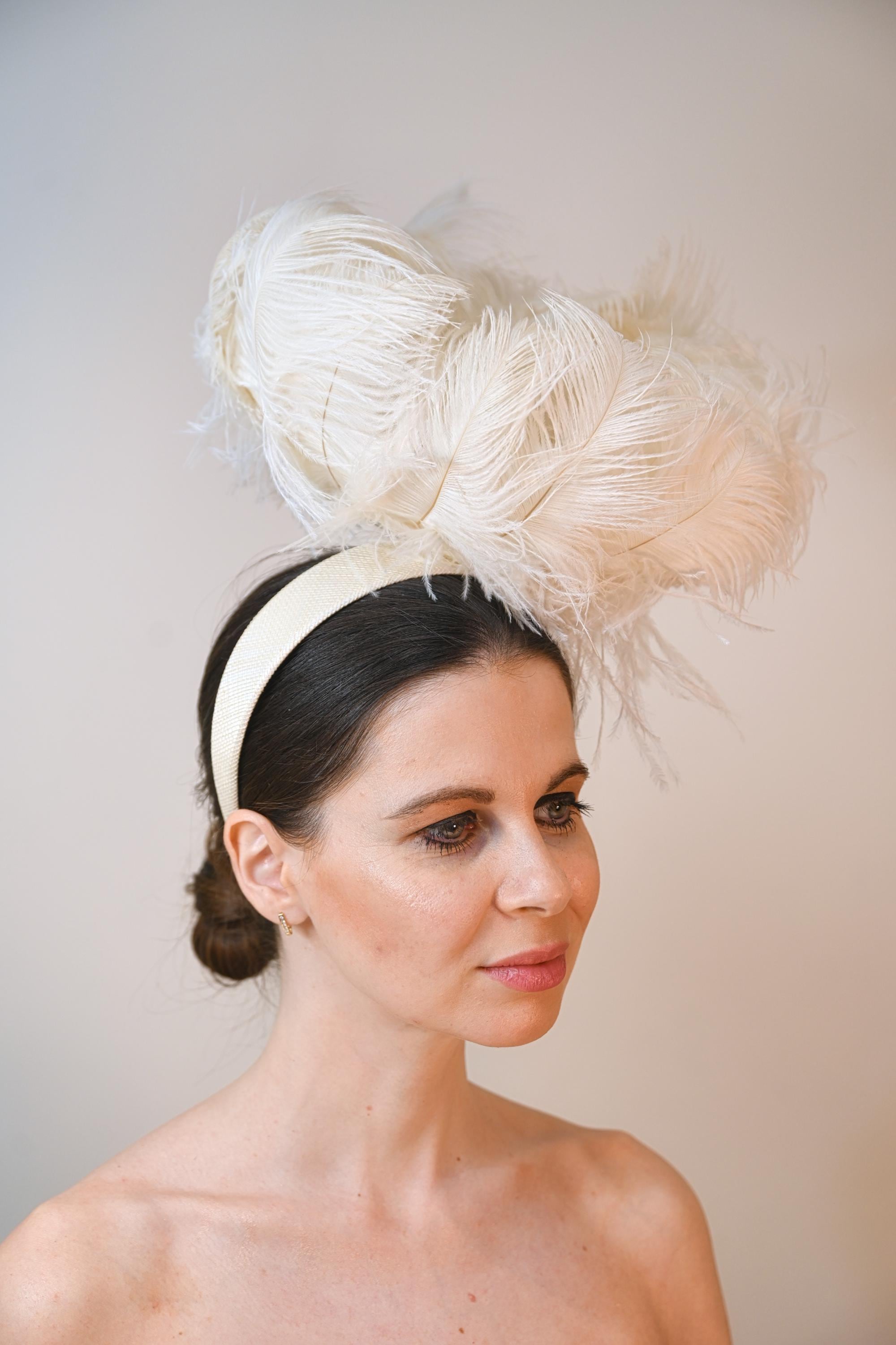 Blossom Ostrich Feather Silk Flower Headband - Royal Ascot, Wedding, Bridal, Ladies Day, Garden Party, British Millinery