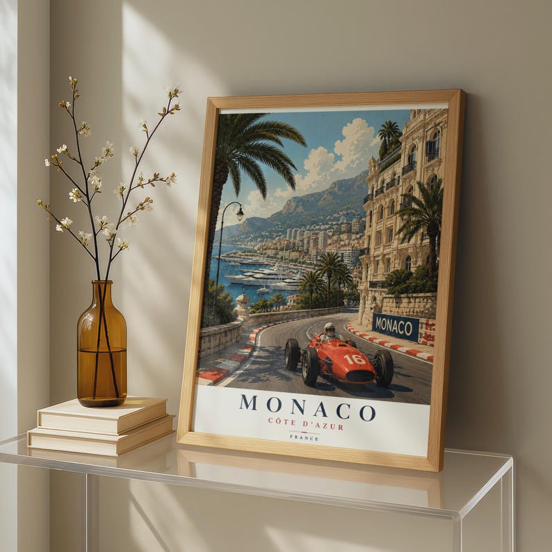 Monaco Grand Prix Vintage Rennplakat Retro Formel 1 Auto Kunst C te D monaco-grand-prix-vintage-rennplakat-retro-formel-1-auto-kunst-c-te-d