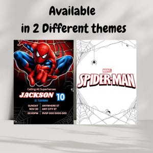 Modello modificabile per invito di compleanno di Spiderman / Modello per invito di compleanno di Spiderman per bambini / Modello per invito di compleanno per bambini immagine 4