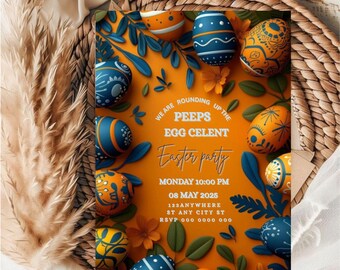 Editable Easter Party Invitation Template / Easter Egg Hunt Invitation Template / Editable Easter Kids Party Invitation Template