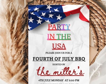 Editable 4th of july Celebration Invitation Template / 4th of july BBQ invitation Template / Editable BBQ invitation Template