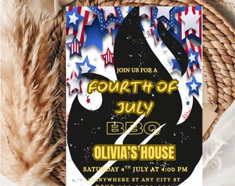 Editable 4th July Celebration Invitation Template / Fourth July Invitation Template / Editable 4th July Party Invitation Template