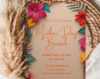 Modello di invito modificabile per la festa della mamma / Modello di invito per il brunch della festa della mamma / Invito modificabile per la festa della mamma