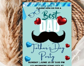 Fathers Day Invitation Template / Fathers Day Mustache / Editable Fathers Day Invitation Template / Printable Fathers Day