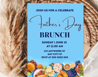 Editable Fathers Day Invitation Template / Fathers Day Brunch Invitation Template / Editable Happy Fathers Day invitation Template