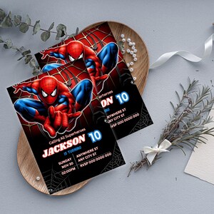 Modello modificabile per invito di compleanno di Spiderman / Modello per invito di compleanno di Spiderman per bambini / Modello per invito di compleanno per bambini immagine 2