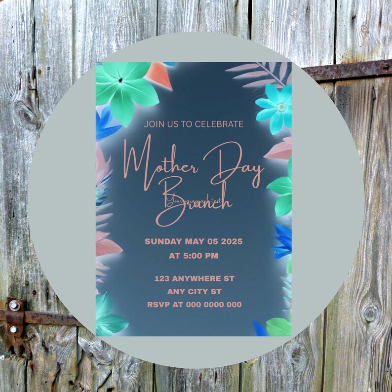 Plantilla de invitación editable para el Día de la Madre / Plantilla de invitación para un brunch con un feliz Día de la Madre / Invitación editable para el Día de la Madre imagen 3