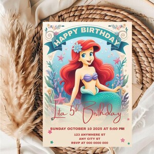 Editable Little princess Birthday Invitation Template / Princess Birthday Invitation Template for Little girl / Baby Girl invitation