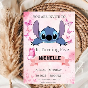 Editable Stitch Birthday Invitation Template / Stitch Birthday Invitation Template for Kids / Kids Birthday Party Invitation Template