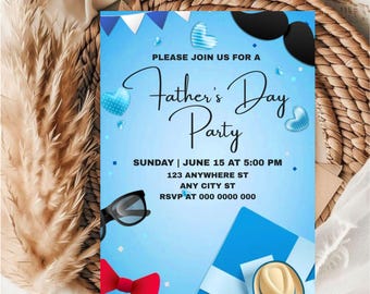 Editable Fathers Day Party Invitation Template / Fathers Day Invitation / Best dad Ever Invitation Template / Super Dad Invitation