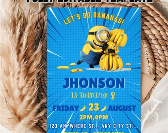 Editable Minions Birthday Invitation Template / Minions Birthday Invitation Template for Kids / kids Minion Birthday Invitation Template
