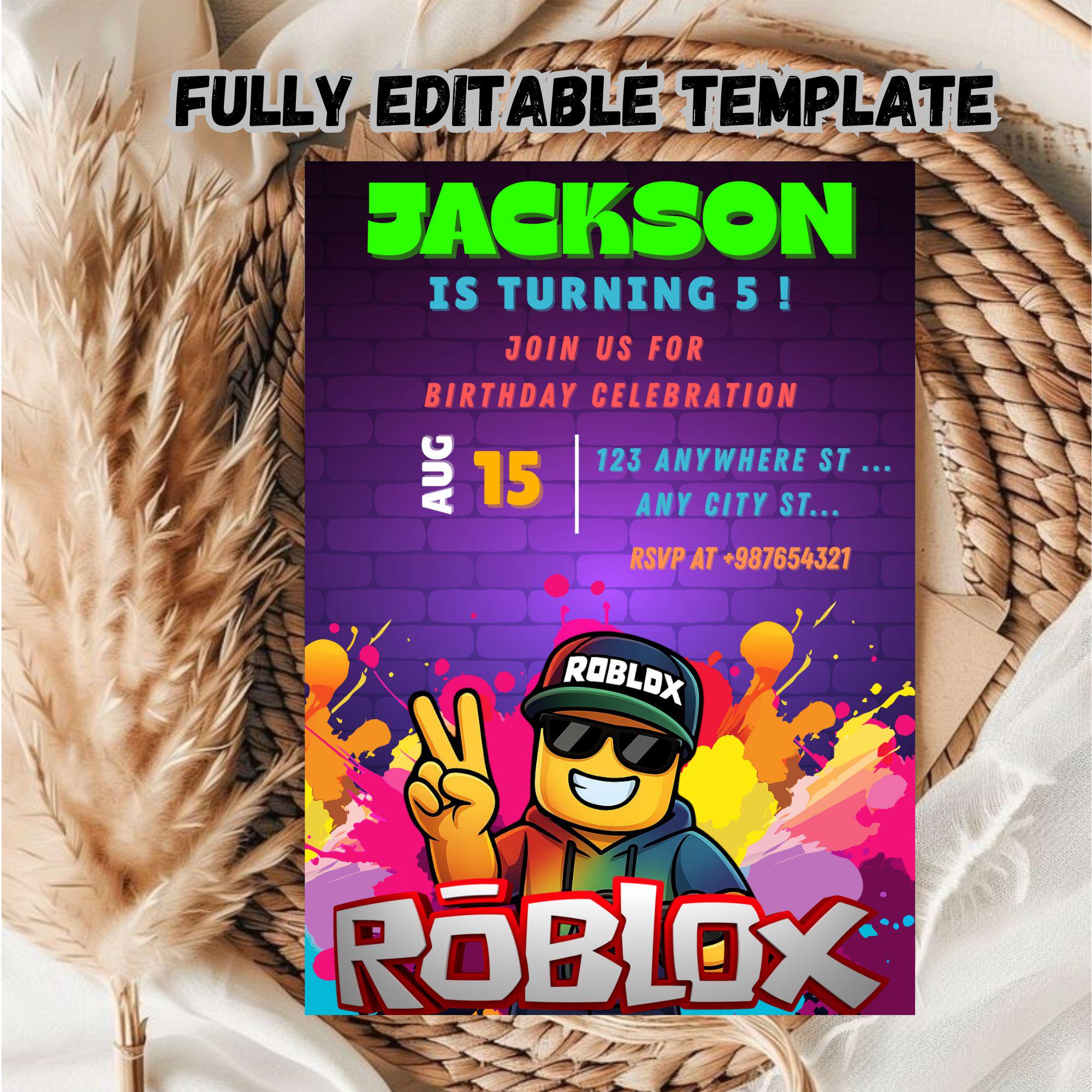Editable Roblox Birthday Party Invitation Template / Roblox Birthday ...