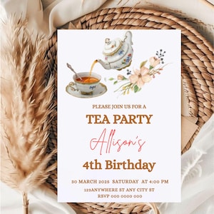 Modèle d&#39;invitation modifiable pour le thé