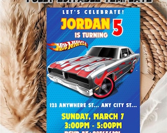 Editable Hot Wheel Birthday Invitation Template / Editable Kids Racing Birthday Invitation Template / Editable Racing Birthday Invitation