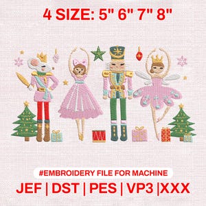 Cute Nutcracker Christmas Embroidery File, Digital Embroidery Pattern, Machine File Dst Pes Jef Exp Vp3, Nutcracker Tshirt, Christmas Gift