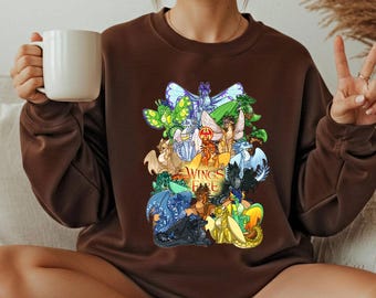 Wings of Fire Characters Unisex T-shirt Sweatshirt Hoodie, Dragons Lover Shirt, Clay Tsunami Glory Starflight Sunny Dragon, Wings of Fire.
