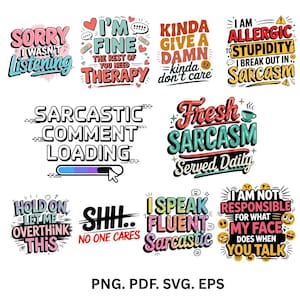 Funny Sarcastic Sublimation Bundle | Sassy PNG Quotes | Mom Life Shirt Prints | Funny Sublimation Designs | Sassy PNG Pack
