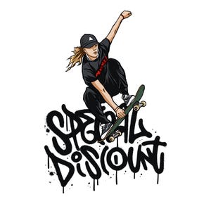 Skateboard Graffiti PNG: Urban Street Art Clipart (Digital Download)