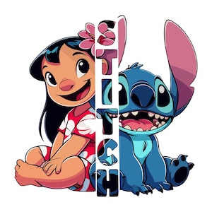 Lilo and Stitch PNG, Cute Stitch Clipart, 300 DPI High Res File, Stitch T-Shirt Design, Lilo Mug Wrap, Sublimation PNG Download