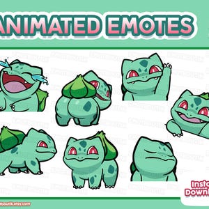 MEGA PACK 14x Animated Cute Bulbasaur Pack Emote | Funny Plant Frog Shiny | 1st Generation |  Discord Streaming Emote (Digital Download)