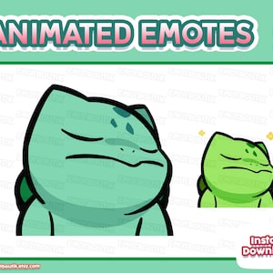 2x Animated Bulbasaur No Shaking Head Emote | Funny Water Duck Shiny | 1st Generation | Discord Streaming Emote (Digital Download)