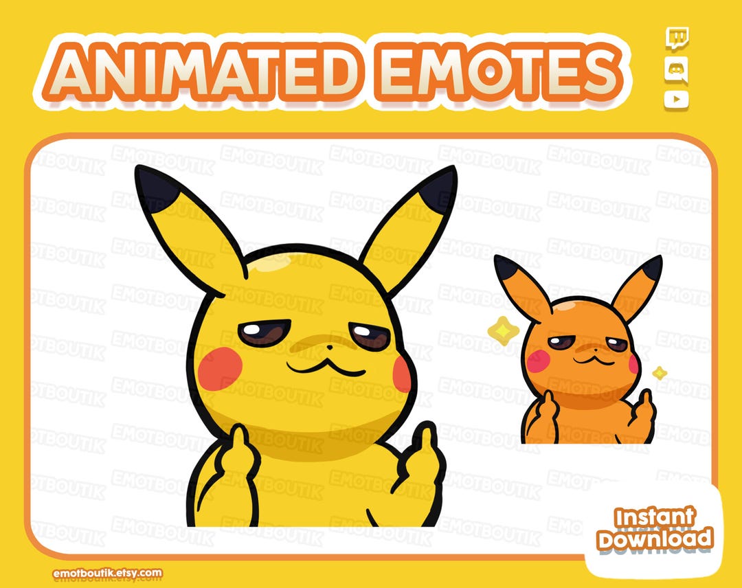 Pikachu Middle 2x Animated Cheeky Pikachu Middle Fingersemote | Electric Mouse Pika ...