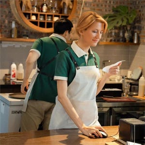 Wasserdichte Canvas Schürze - Personalisierte Arbeitsschürze für Studio, Shop, Friseur, Maler, Handwerker & Kochen | SKU.25T13T3E