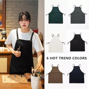 Personalisierte wasserdichte Canvas Schürze - Arbeitsschürze für Studio, Shop, Friseur, Handwerker, Kochen & Maler | SKU.25T13T3F