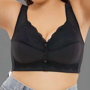 Plus Size Front Clasp Bra: Accurate Sizes 34-50G | Lace Wrap & Wide Straps | All Day Comfort | Body Positive Luxury, Gifts for Women