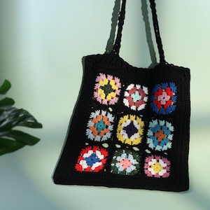 Tote bag, Crochet Granny square bag,  Crochet Tote, Knit Tote Bag Flower, Gift For Friends, mother day gift