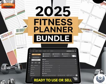 Fitness Planner 2025 | Workout Tracker | Exercise Journal | Health & Wellness Planner | Canva Editable | Digital Download
