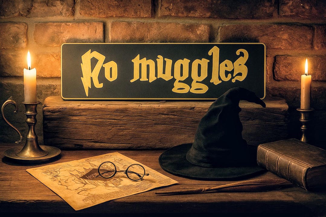 Muggle Magic Sign No Muggles Sign: Gothic Wizard Decor, Fantasy Plaque, Harry Potter Fans ...