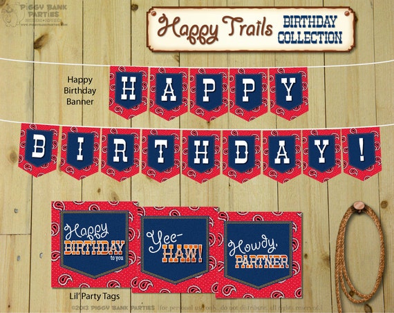 Happy Trails Birthday Collection Diy Printable Cowboy Cowgirl