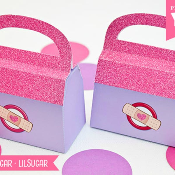 Boîte cadeau Doctor Bag - LARGE : modèle en couleur inspiré des Doc McStuffins à imprimer à la maison | DIY imprimable | Fichier numérique - téléchargement immédiat