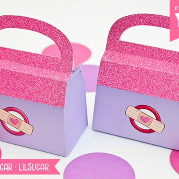 Doctor Bag Favor Box - GRANDE : Imprimir en casa Plantilla a todo color inspirada en Doc McStuffins / DIY imprimible / Archivo digital - Descarga instantánea